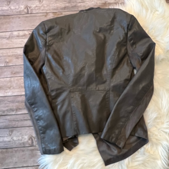 BLANK NYC JACKET DRAPE FRONT FAUX SUEDE ASYMMETRICAL ZIP MOTO GRAY SIZE XS - Picture 4 of 4